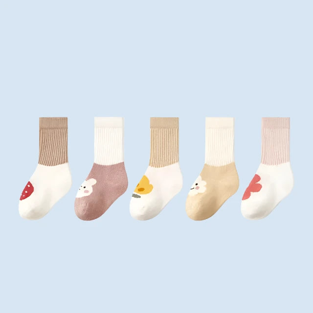 AnimaSocks - Patchwork Cartoon Baby Socks - 5 Pairs