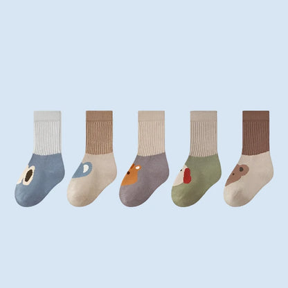 AnimaSocks - Patchwork Cartoon Baby Socks - 5 Pairs