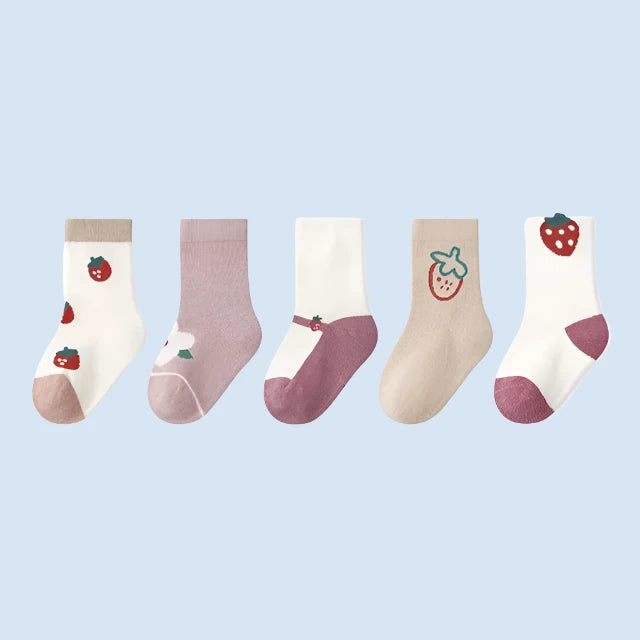 AnimaSocks - Patchwork Cartoon Baby Socks - 5 Pairs