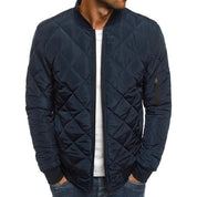 Men's Winter Jacket - Stylish Quilted Bomber Coat with Thick Collar 1