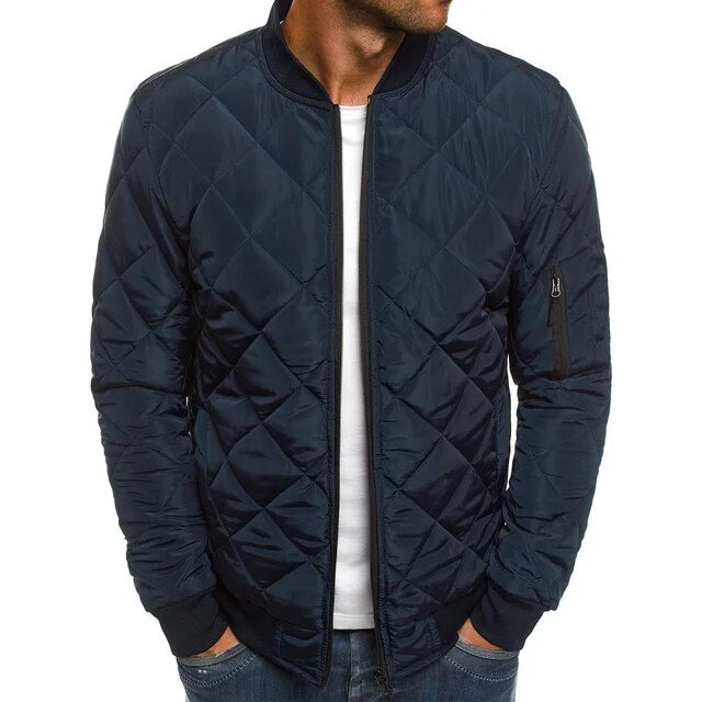 Men's Winter Jacket - Stylish Quilted Bomber Coat with Thick Collar 1