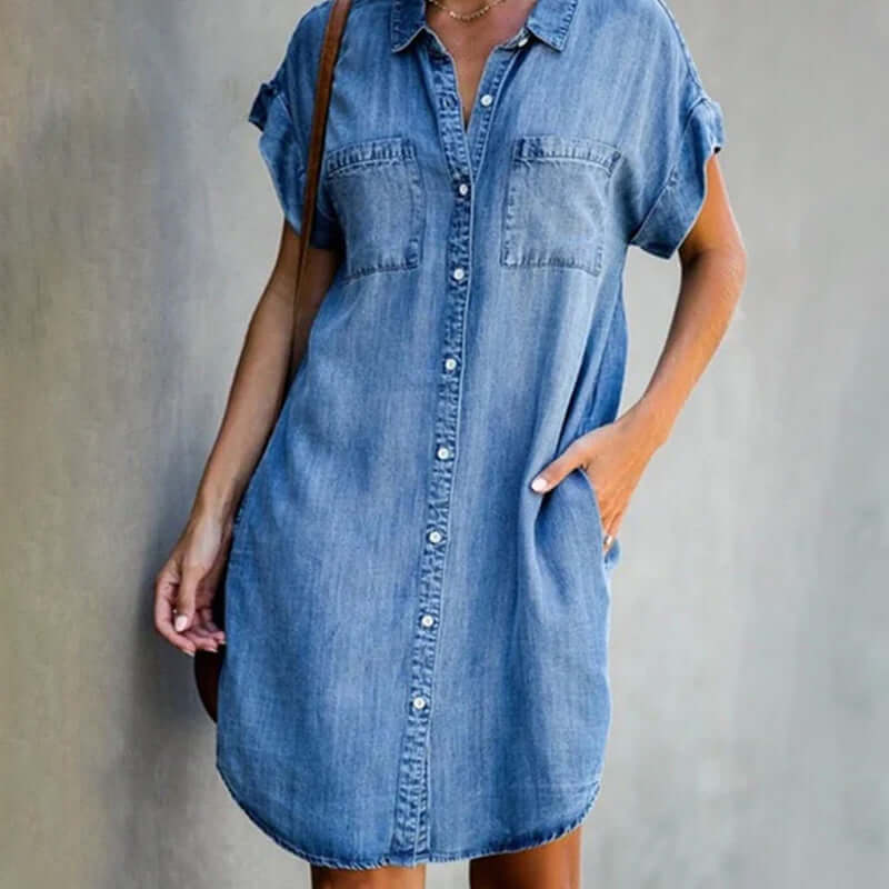 Karyle Chic Button-Down Denim Dress