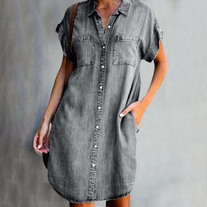 Karyle Chic Button-Down Denim Dress