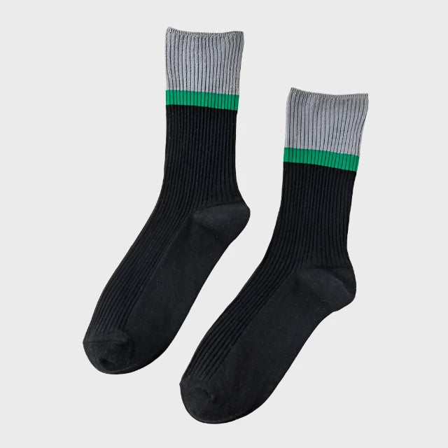 ContrastStripe Women's Cotton Crew Socks