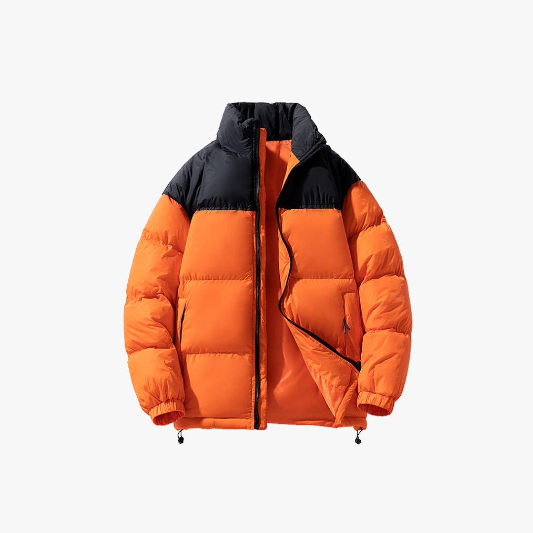 Variant image for Men's Puffer Jacket - Bold Colorblock Design, Quilted Insulation, Adjustable Hem-7