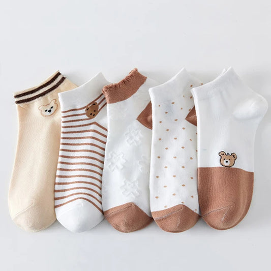 FrillyHearts Women's Ankle Socks - 5 Pairs