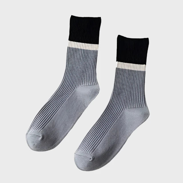 ContrastStripe Women's Cotton Crew Socks