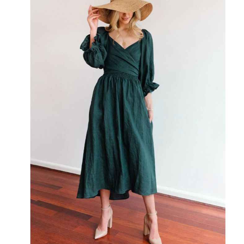 Anne Ruffle Sleeve Dress