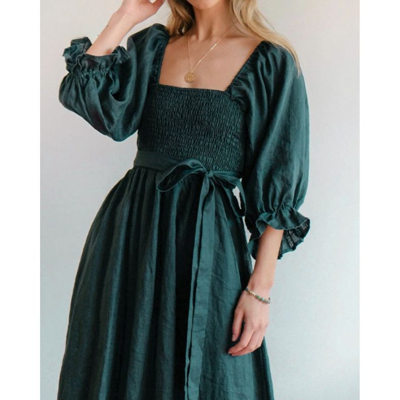 Anne Ruffle Sleeve Dress