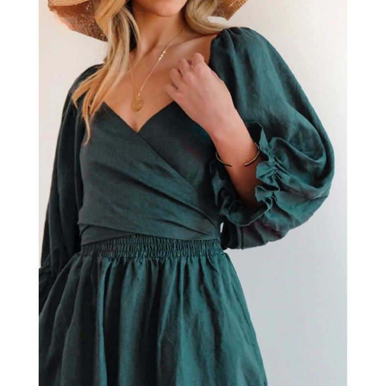 Anne Ruffle Sleeve Dress