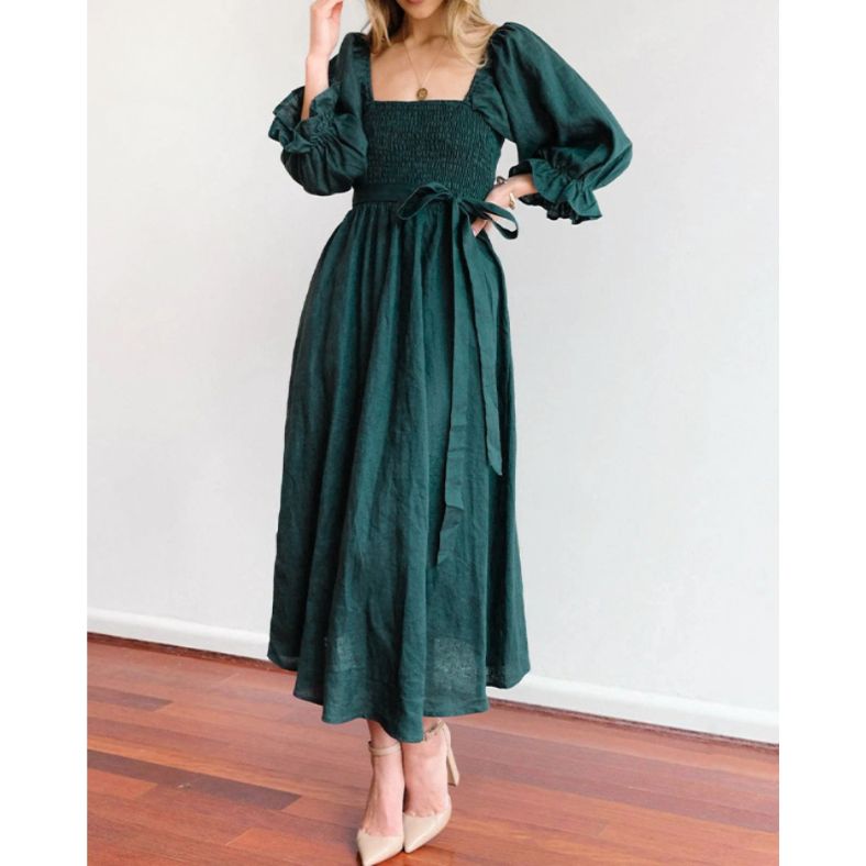 Anne Ruffle Sleeve Dress