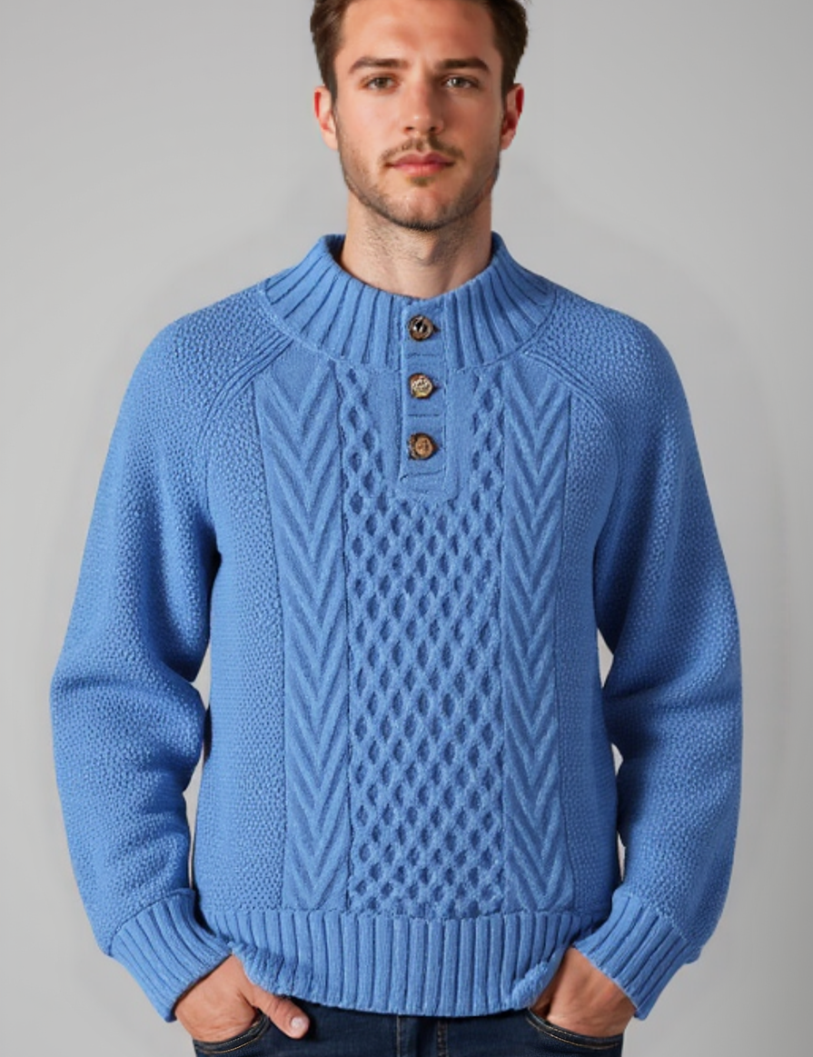 Men’s Stand Collar Pullover – Warm Long Sleeve Knit Jumper
