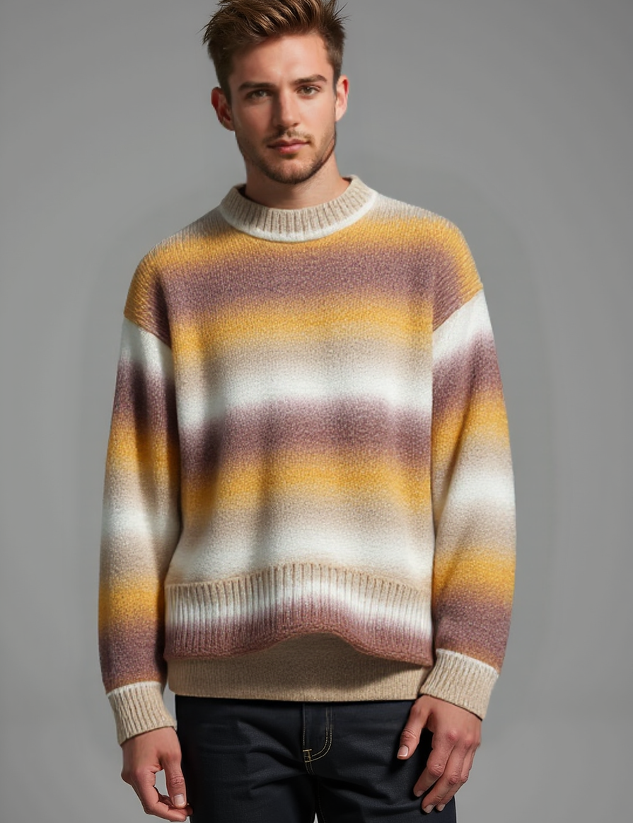 Stylish Wool Rainbow Striped Jumper for Men - Winter Essential