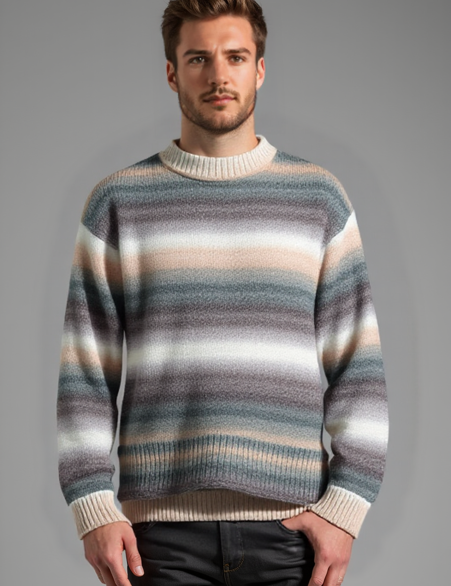 Stylish Wool Rainbow Striped Jumper for Men - Winter Essential