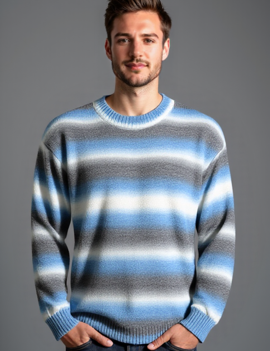 Stylish Wool Rainbow Striped Jumper for Men - Winter Essential