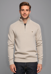Stylish Cotton Zip Neck Pullover for Modern Men