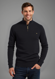 Stylish Cotton Zip Neck Pullover for Modern Men