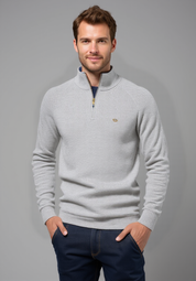 Stylish Cotton Zip Neck Pullover for Modern Men