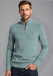 Stylish Cotton Zip Neck Pullover for Modern Men