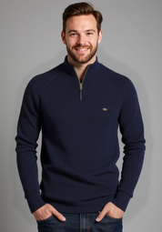 Stylish Cotton Zip Neck Pullover for Modern Men