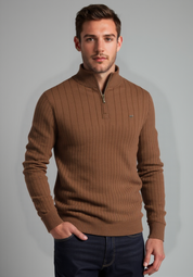 Stylish Cotton Zip Neck Pullover for Modern Men
