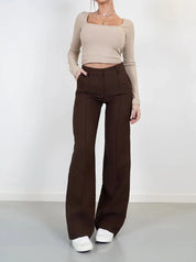 Variant image for Women's Wide Leg Trousers - Slim Fit Flare Pants for Casual and Formal Wear-6