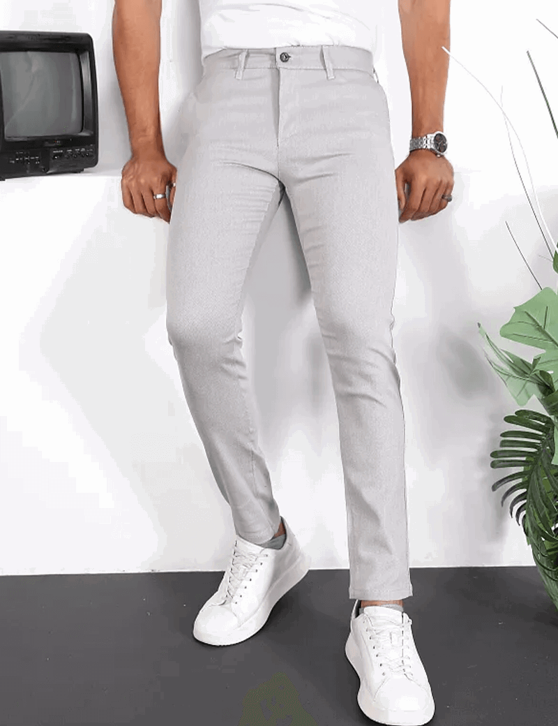 Women's Stretch Pants - Soft Slim Fit Casual & Formal Wear in Light Grey-2
