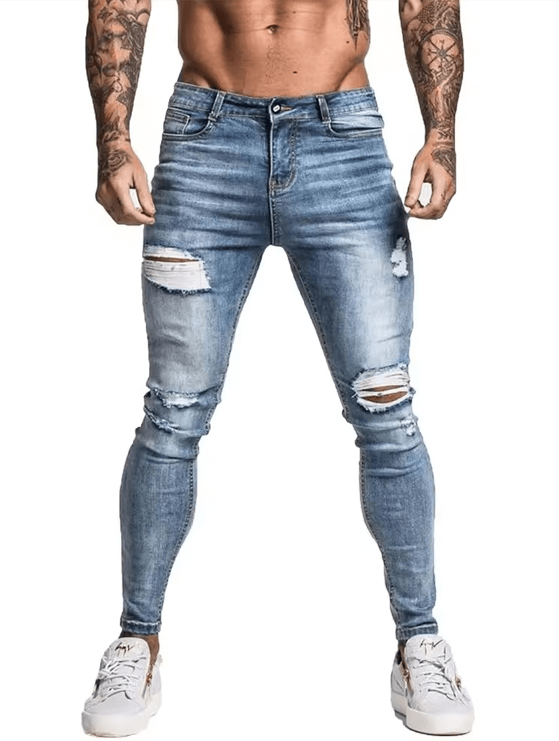 Variant image for Men's Slim Fit Ripped Jeans - Stylish and Comfortable Cotton Blend Denim-1