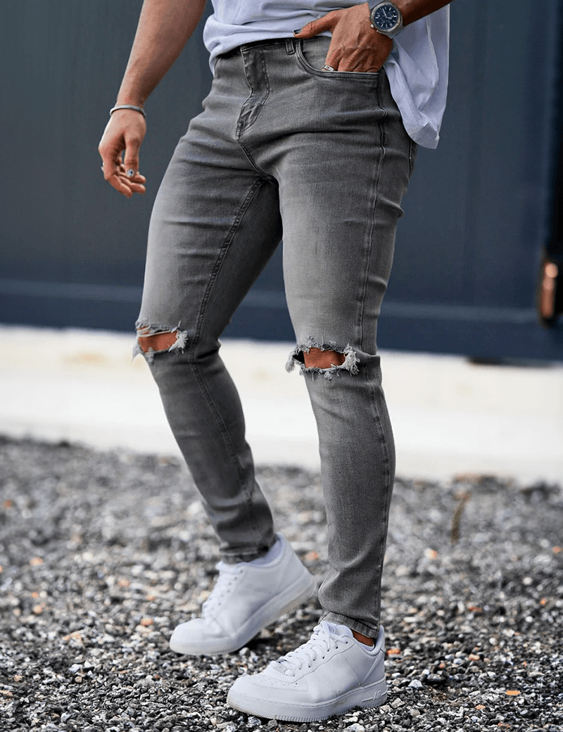 Men's Ripped Jeans - Modern Distressed Denim with Comfortable Fit-2