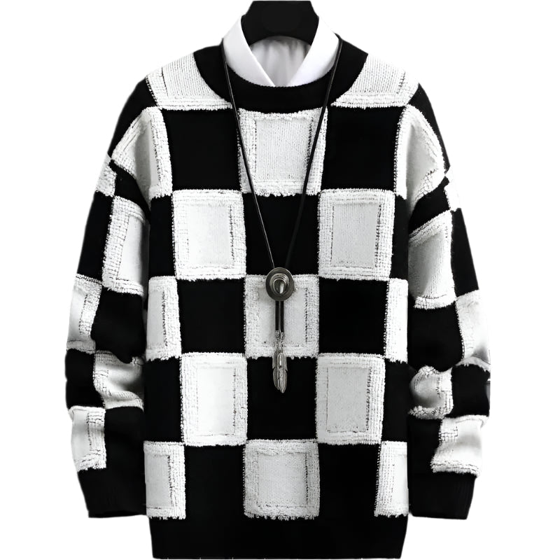 Women's Oversized Checkered Cashmere Sweater 1