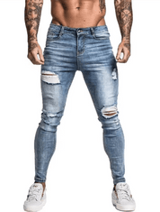 Men's Slim Fit Ripped Jeans - Stylish and Comfortable Cotton Blend Denim-1