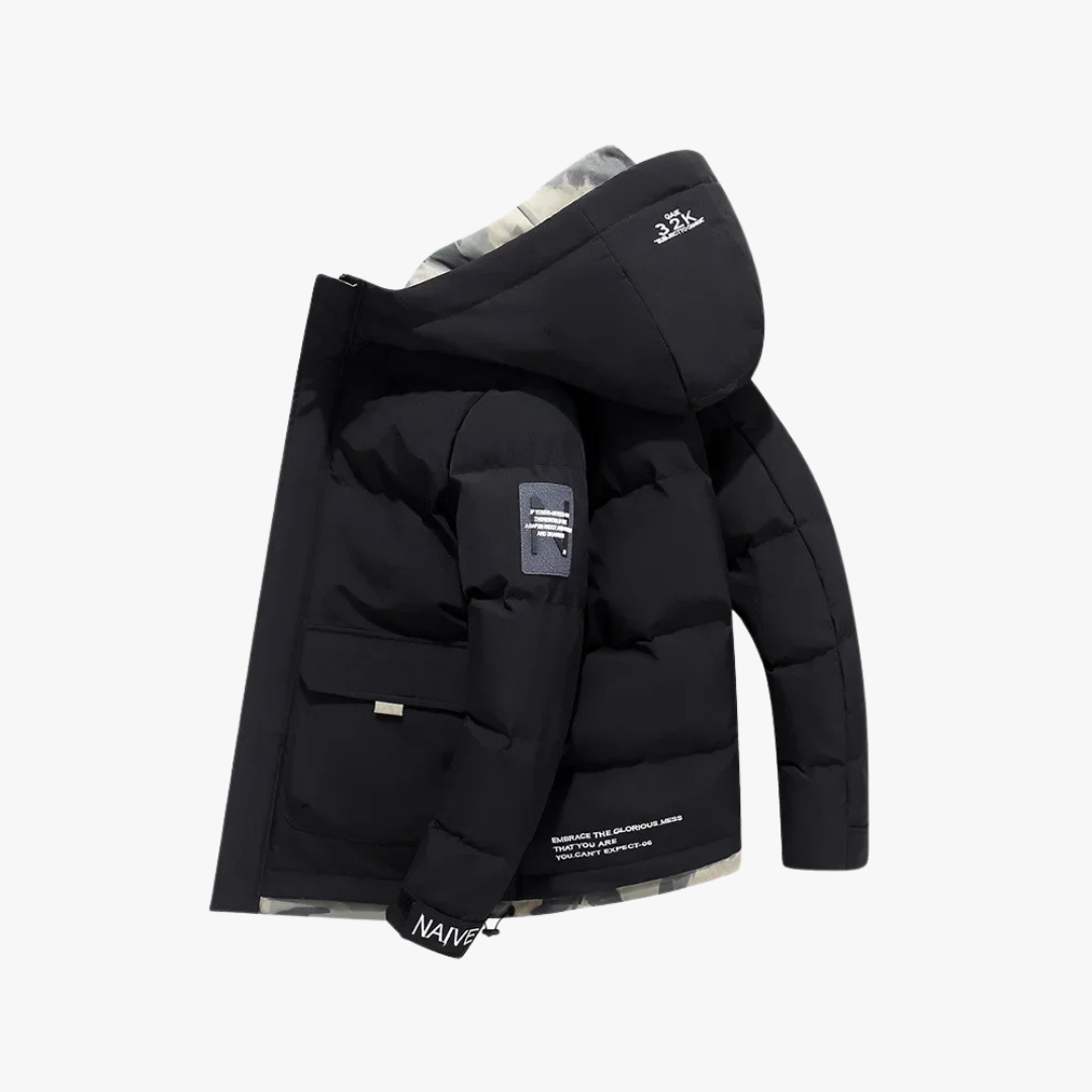 Variant image for Men's Puffer Jacket with Hood - Warm Insulated Winter Coat for Men-1