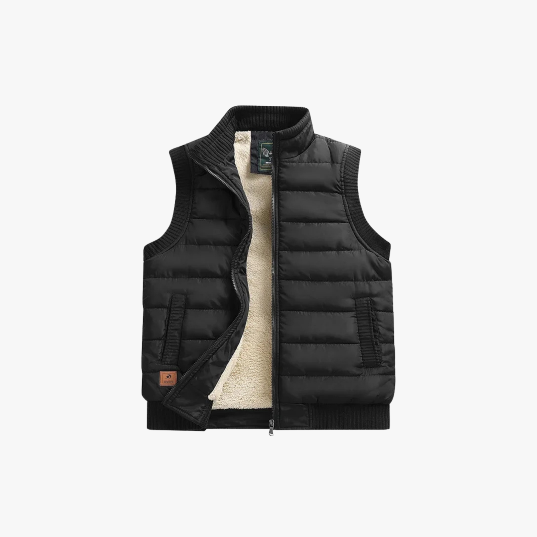 Men's Puffer Vest, Quilted Down Sleeveless Vest with Sherpa Lining and Pockets-1