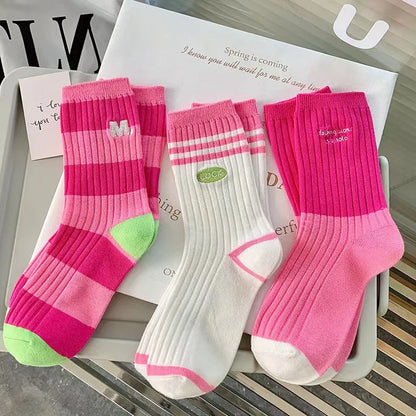 StepStripe Winter Cotton Crew Socks for women