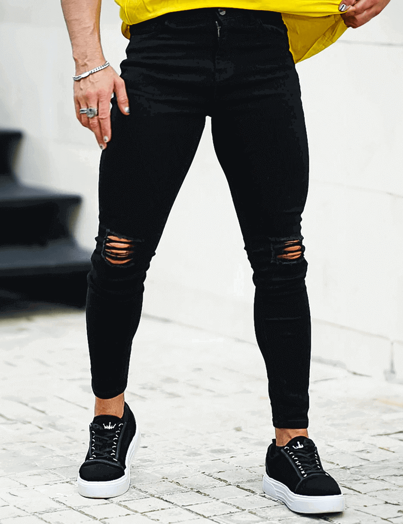 Men's Ripped Denim Jeans - Modern Narrow Fit Casual Style-1