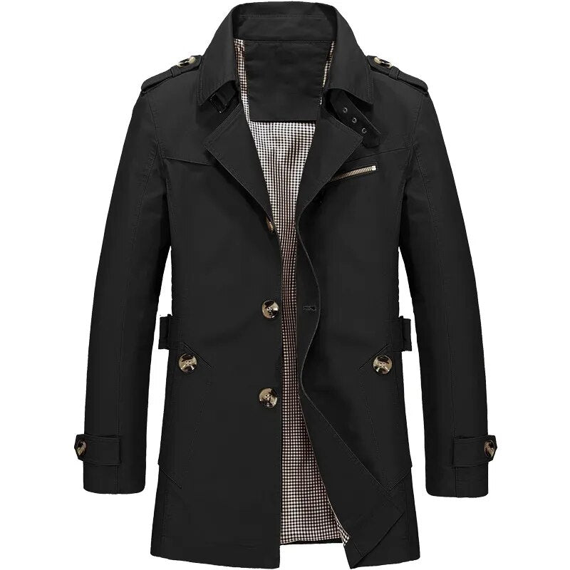 Variant image for men's Trench Coat - Stylish Long Coat for All Seasons, Sizes M to 5XL-8