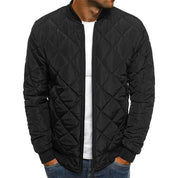 Men's Winter Jacket - Stylish Quilted Bomber Coat with Thick Collar 3