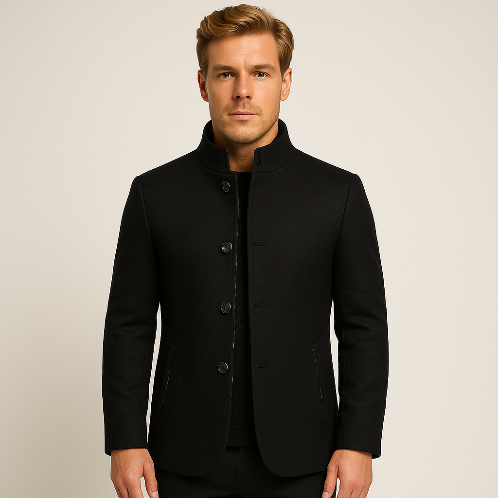 Men's Trench Coat with Adjustable Waist Belt