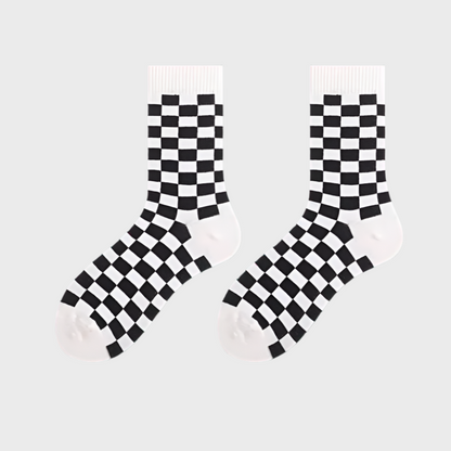 Arlo Unisex Checkered Cotton Crew Socks - 1 Pair