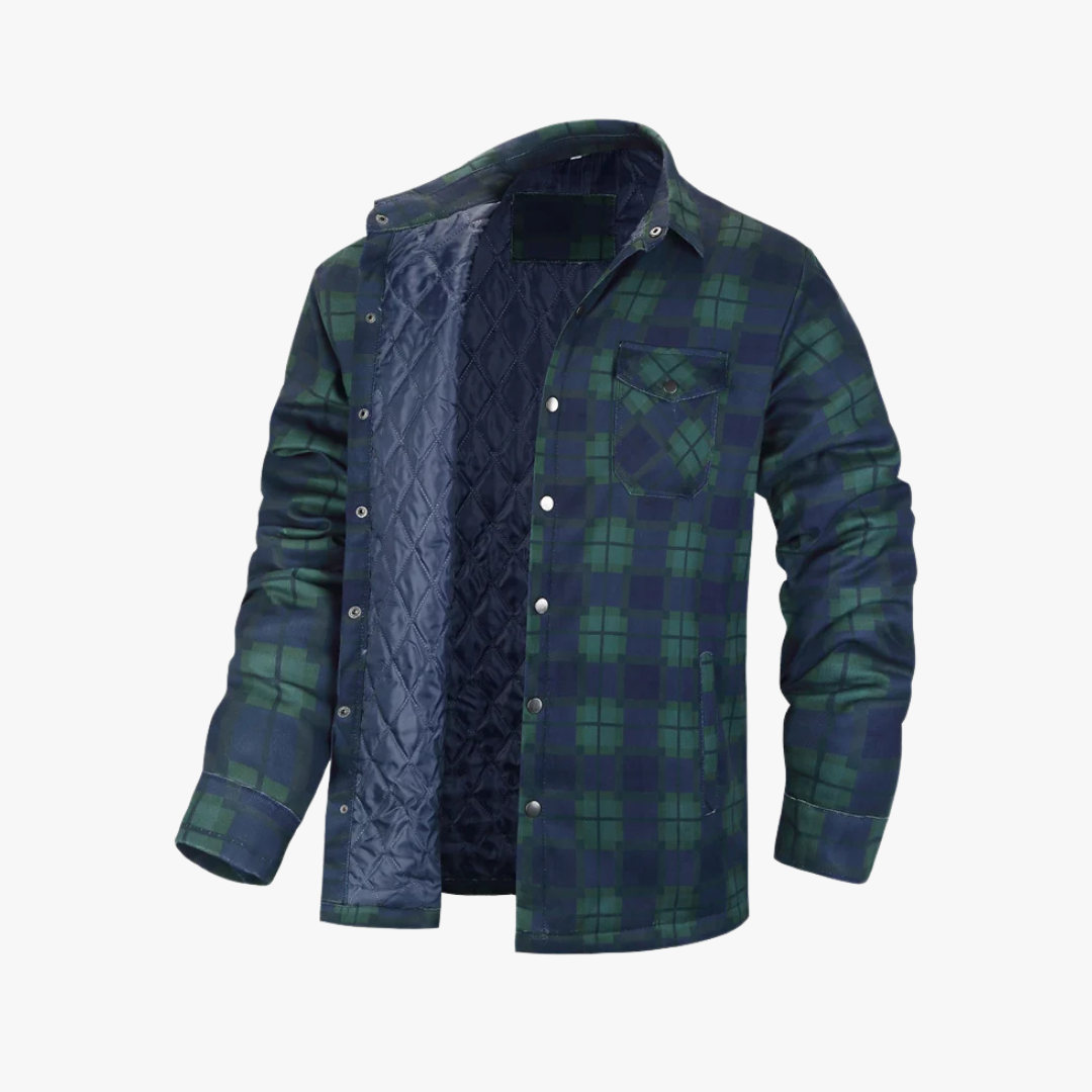 Variant image for Men's Quilted Plaid Jacket - Stylish Winter Coat for Cold Weather Wear-13