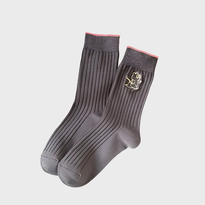 CuteStriped Winter Cotton Crew Socks for Women