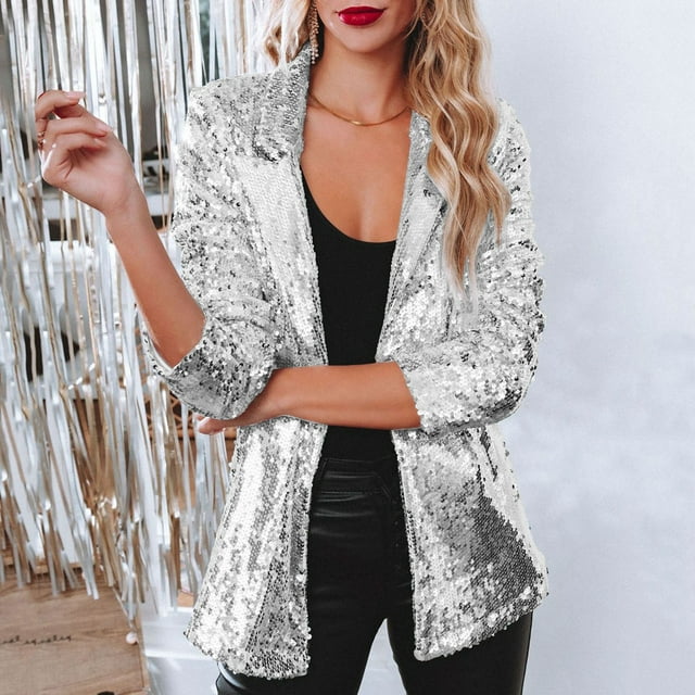 Women's Sequin Blazer - Water-Repellent, Figure-Flattering, Versatile Style-1