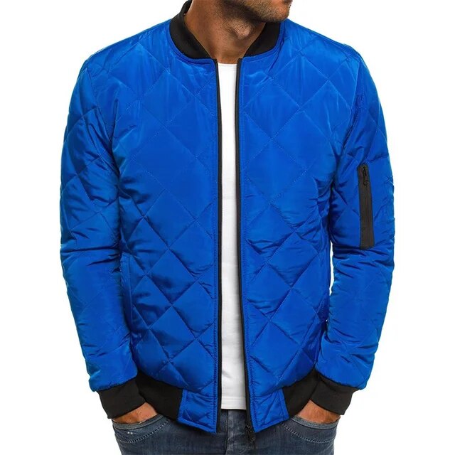 Men's Winter Jacket - Stylish Quilted Bomber Coat with Thick Collar 4
