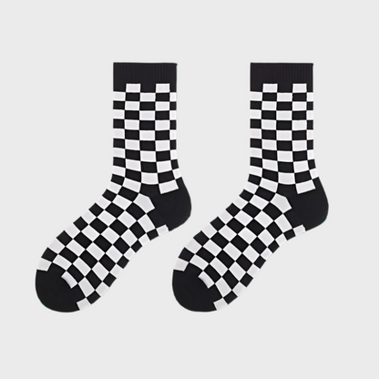 Arlo Unisex Checkered Cotton Crew Socks - 1 Pair