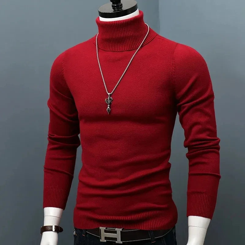 Men's Slim Fit Turtleneck Sweater - Stylish Warm Knit for Winter 3