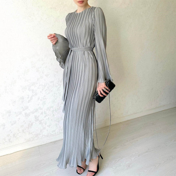 Willow Elegant Horn Sleeve Pleated Summer Cocktail Dress