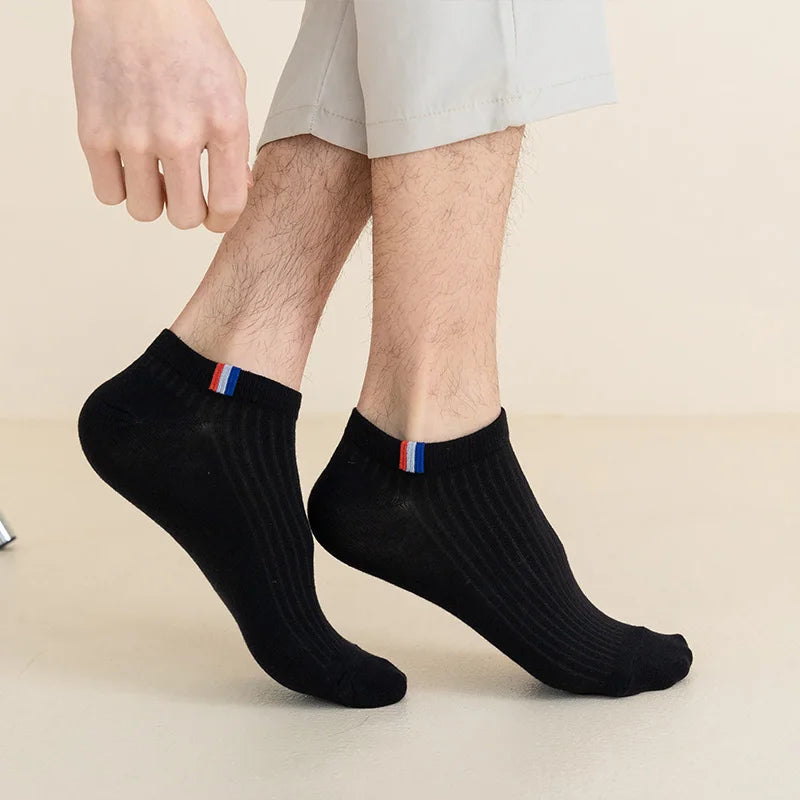 Ultra-Breathable Men's Thin Boat Socks - 5 Pairs