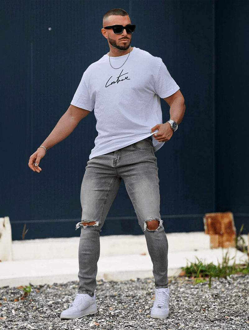 Men's Ripped Jeans - Modern Distressed Denim with Comfortable Fit-5