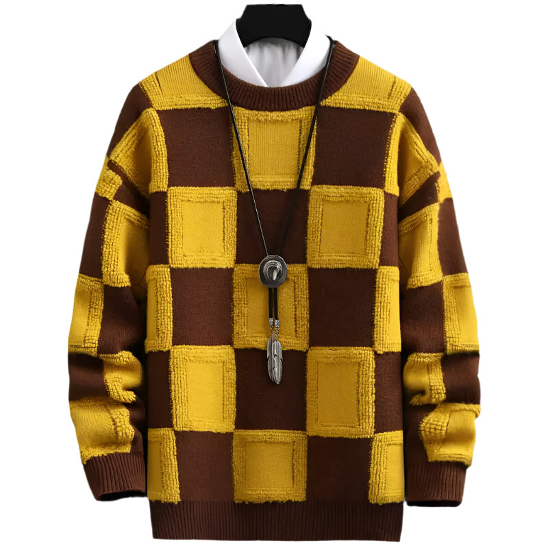 Women's Oversized Checkered Cashmere Sweater 3