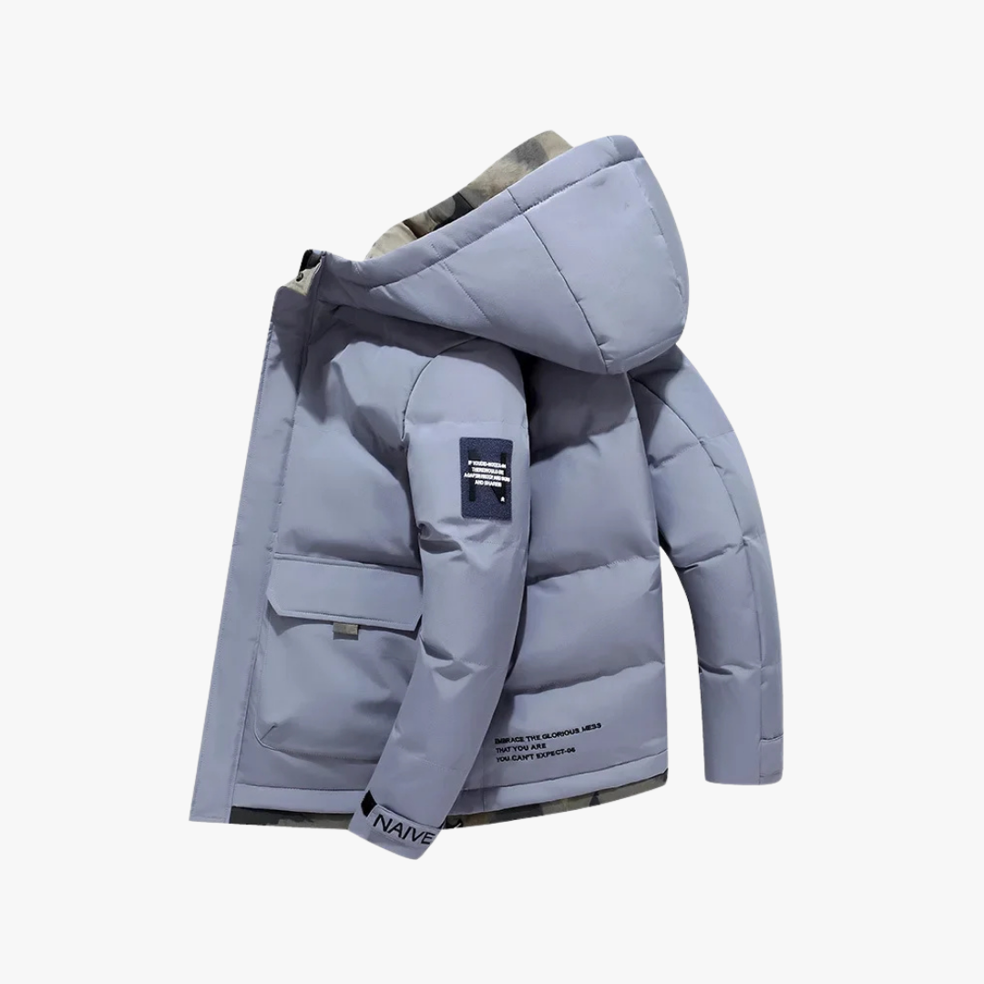 Variant image for Men's Puffer Jacket with Hood - Warm Insulated Winter Coat for Men-11